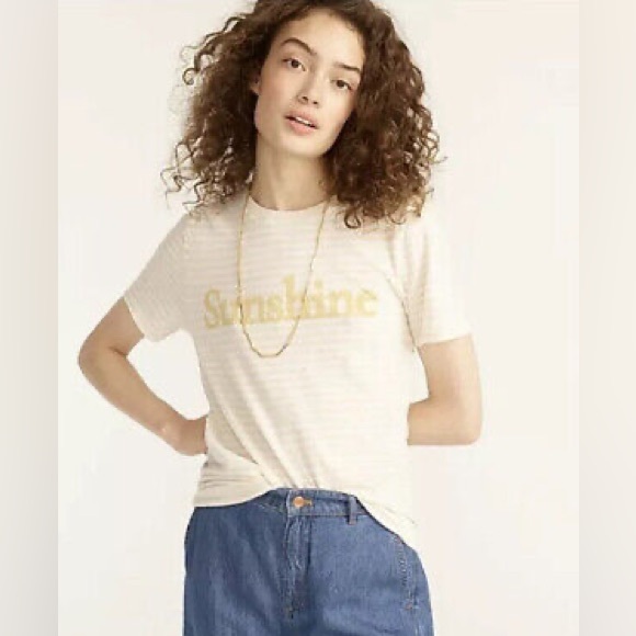 J Crew Sunshine Knit Crew Neck Striped T Shirt NWT - Picture 1 of 4